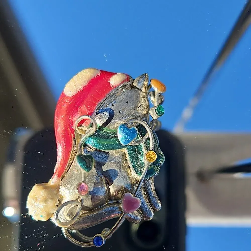Kitty Cat in a Stocking Hat Brooch Winter Tanya Creations